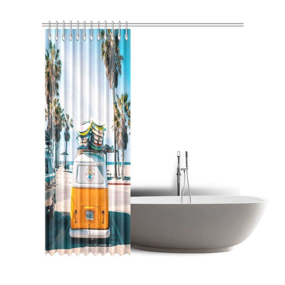 Rideau De Douche étroit TIKI BAR – Motif Planche De Surf – 120x180 Cm – Neuf