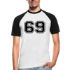 T-shirt baseball N°69 manches courtes Homme - blanc/noir